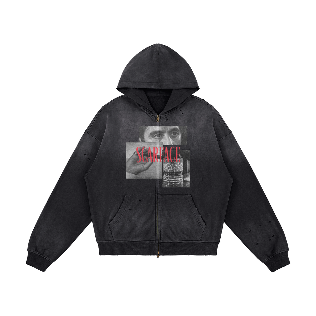 Scarface Distressed Zip Hoodie