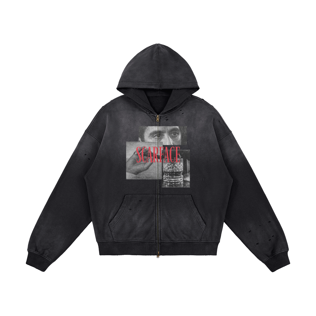Scarface Distressed Zip Hoodie
